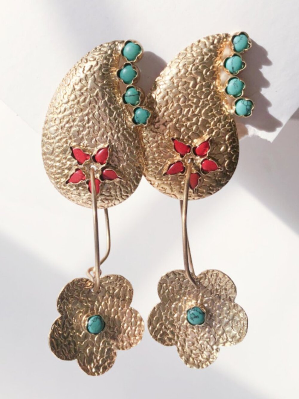 Retro Bansri "Kareena" 18kt Gold Hindi Boteh Earrings